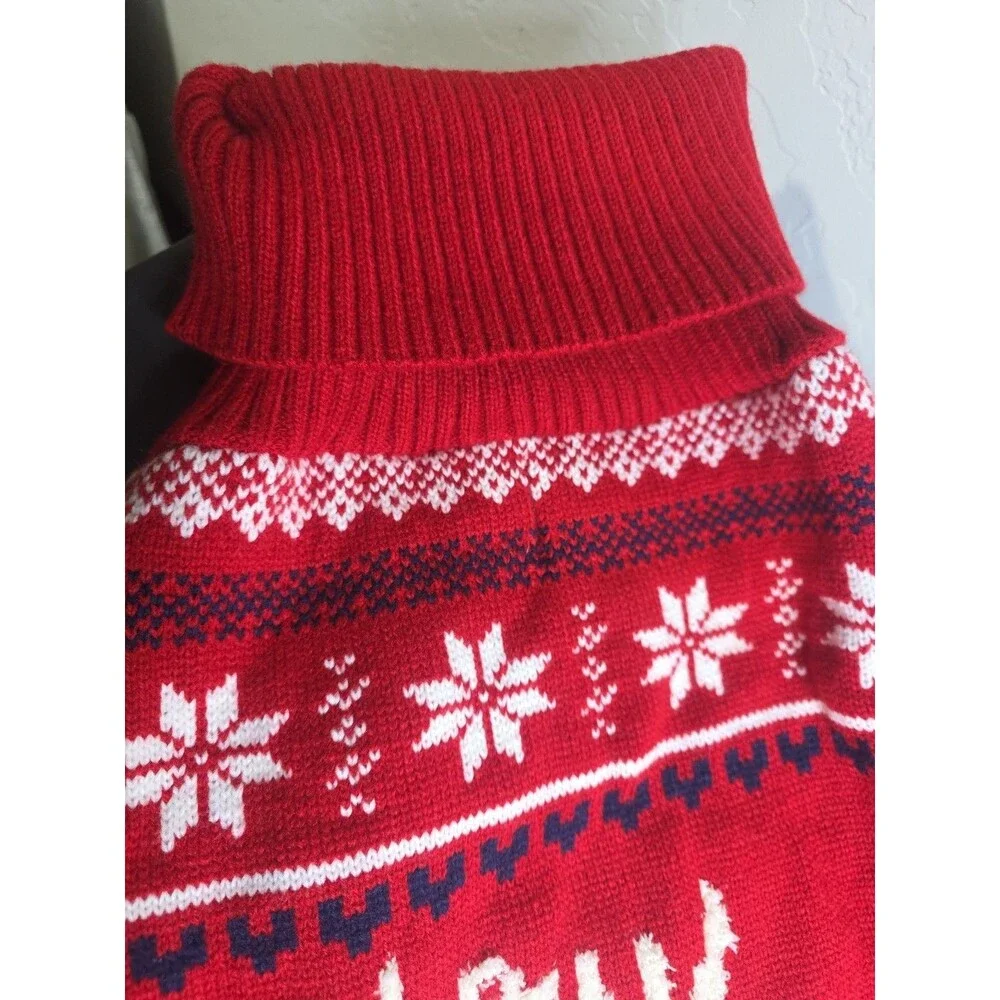 Large Dog SOFT Sweater Reindeer Turtleneck Winter Holiday XXXL (60-80 LBS), RED